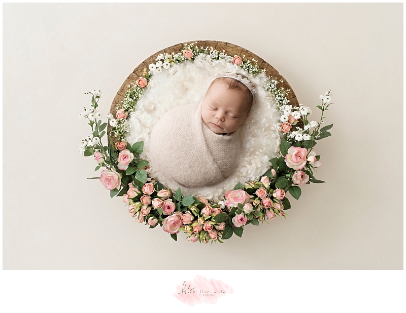 Calgary Newborn Photography Baby girl floral nest