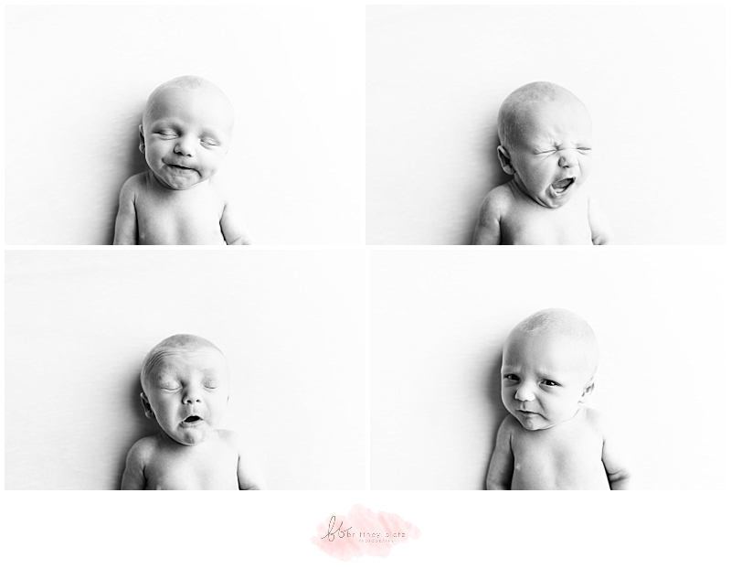 Black and white collage of newborn baby boy