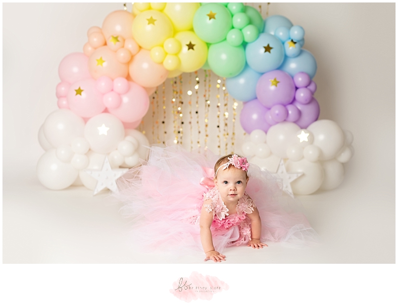 Calgary rainbow unicorn cake smash set with balloon garland