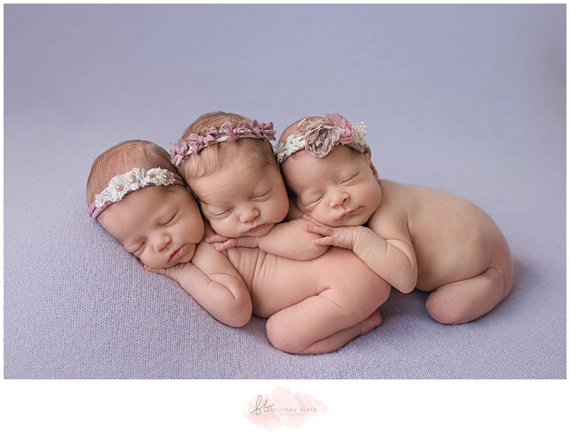 Calgary Newborn Photographer triplet girls